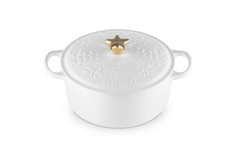Le Creuset Braadpan Kerstboom Reliëf Wit 'ø24cm / 4.2L - Afbeelding 2